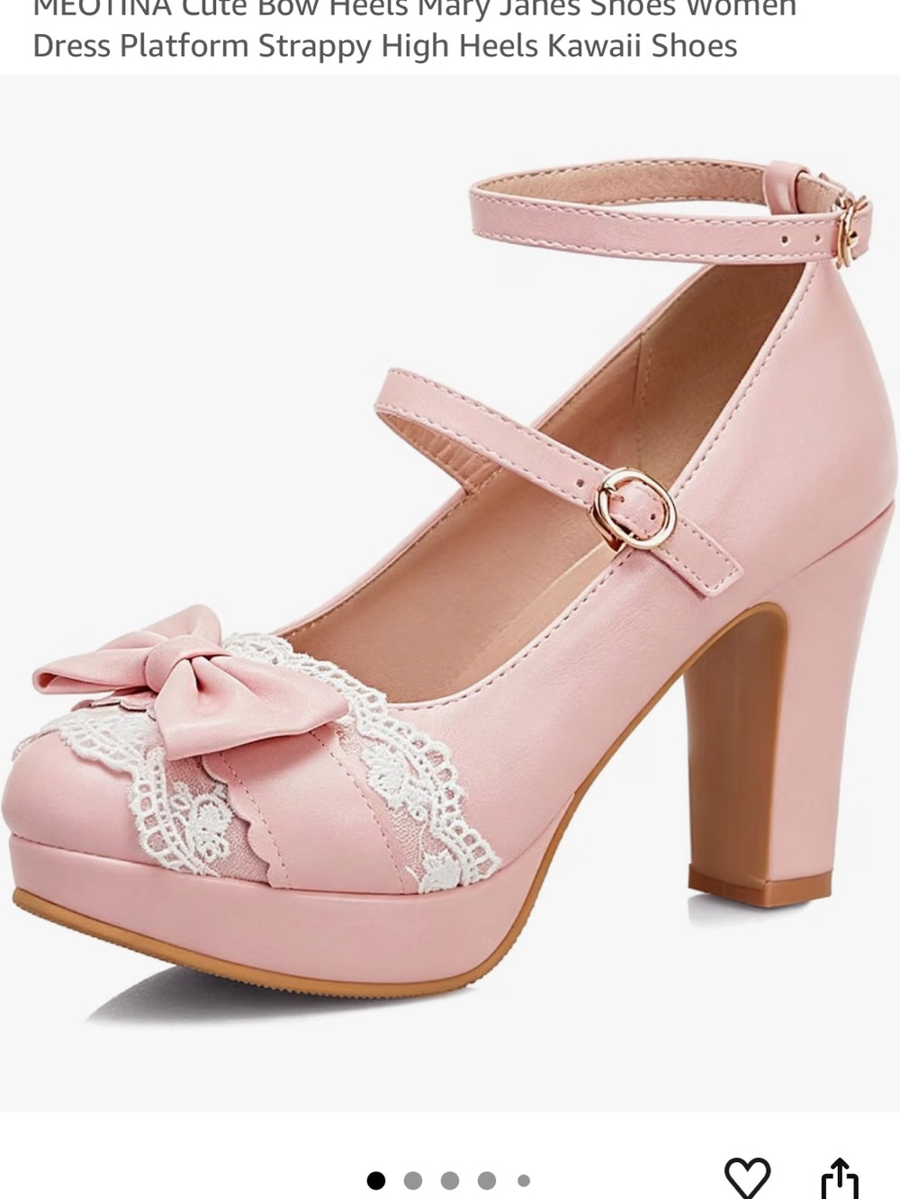 Sweet Lace Bow Ankle-Strap Heels in Pink
